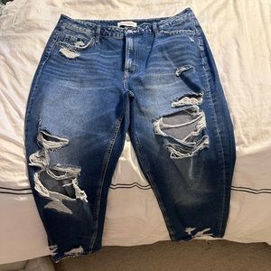 Flying monkey dark wash destroyed jeans